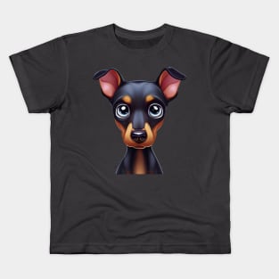 Adorable Doberman Pinscher Cartoon Kids T-Shirt